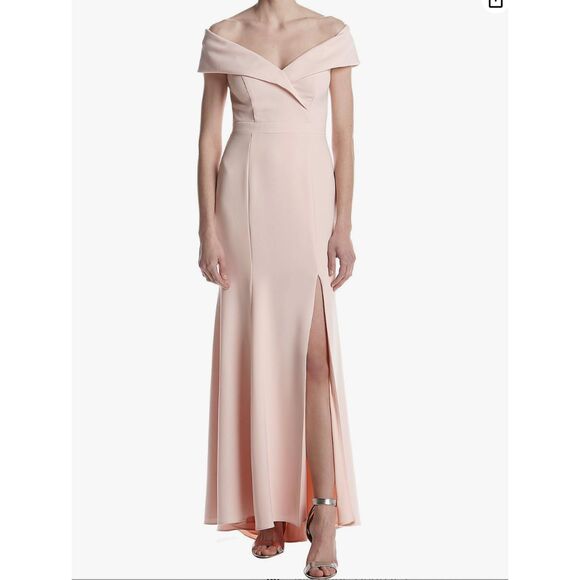 Xscape NWT Off The Sholder Crepe Dress in Blush Pink, Size 8, MSRP $230 - Picture 1 of 11